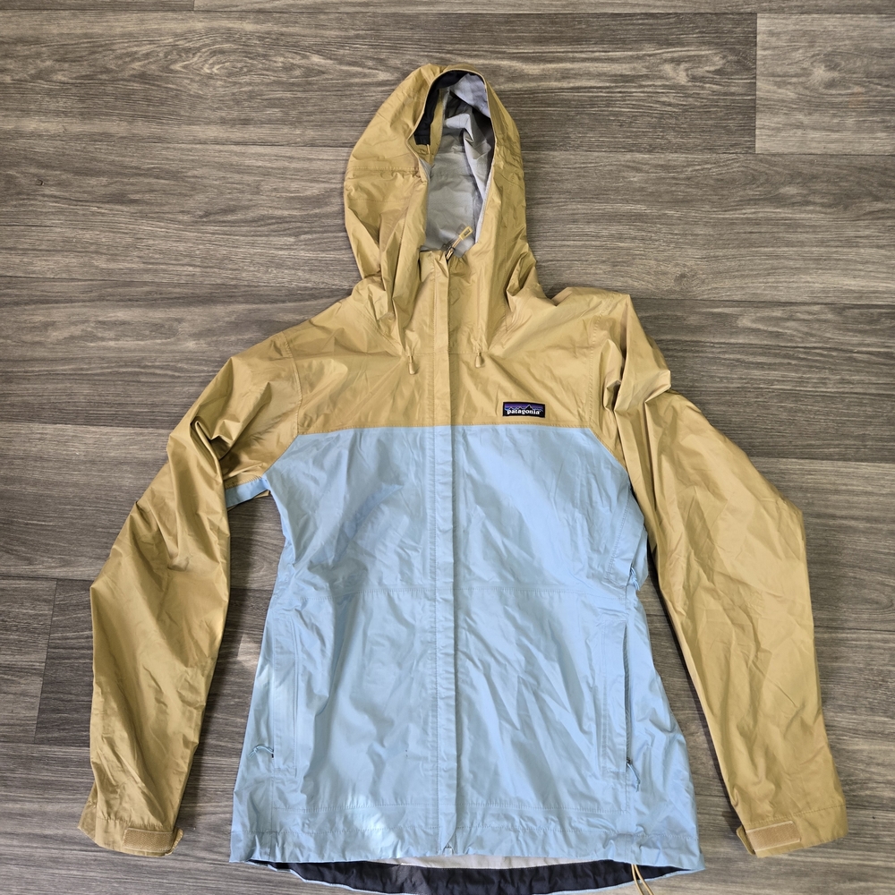 Patagonia Torrentshell Jacket Tan And Blue Women’s Size S